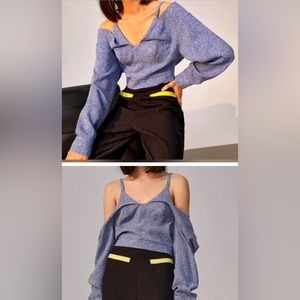 Denim, Open shoulder, Open back jacket / shirt, long sleeves